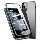 Magnetisk installation i metalramme + hærdet glas, fuldt dækkende etui, HD-gennemsigtigt hærdet glas på begge sider til iPhone 11 Pro Max 6,5 tommer