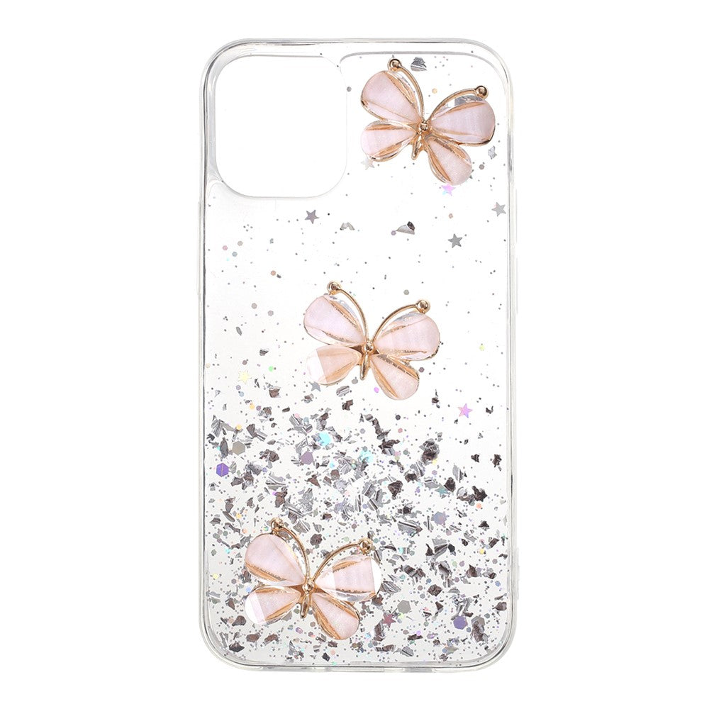 3D sommerfuglemønster epoxy TPU cover til iPhone 12 mini