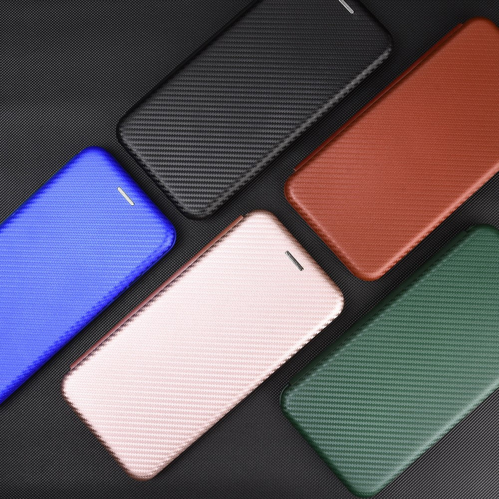 Lædercover til iPhone 12 Pro/12 med indbygget stander og kulfibertekstur
