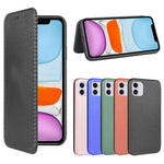 Lædercover til iPhone 12 Pro/12 med indbygget stander og kulfibertekstur