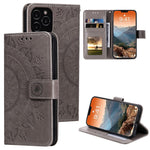 Imprinted Mandala Flower Wallet Leather Flip Cover with Strap for iPhone 12 Pro Max 6.7 inch