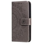 Imprinted Mandala Flower Wallet Leather Flip Cover with Strap for iPhone 12 Pro Max 6.7 inch
