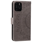 Imprinted Mandala Flower Wallet Leather Flip Cover with Strap for iPhone 12 Pro Max 6.7 inch
