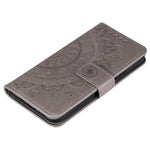 Imprinted Mandala Flower Wallet Leather Flip Cover with Strap for iPhone 12 Pro Max 6.7 inch