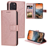 Imprinted Mandala Flower Wallet Leather Flip Cover with Strap for iPhone 12 Pro Max 6.7 inch