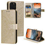 Imprinted Mandala Flower Wallet Leather Flip Cover with Strap for iPhone 12 Pro Max 6.7 inch
