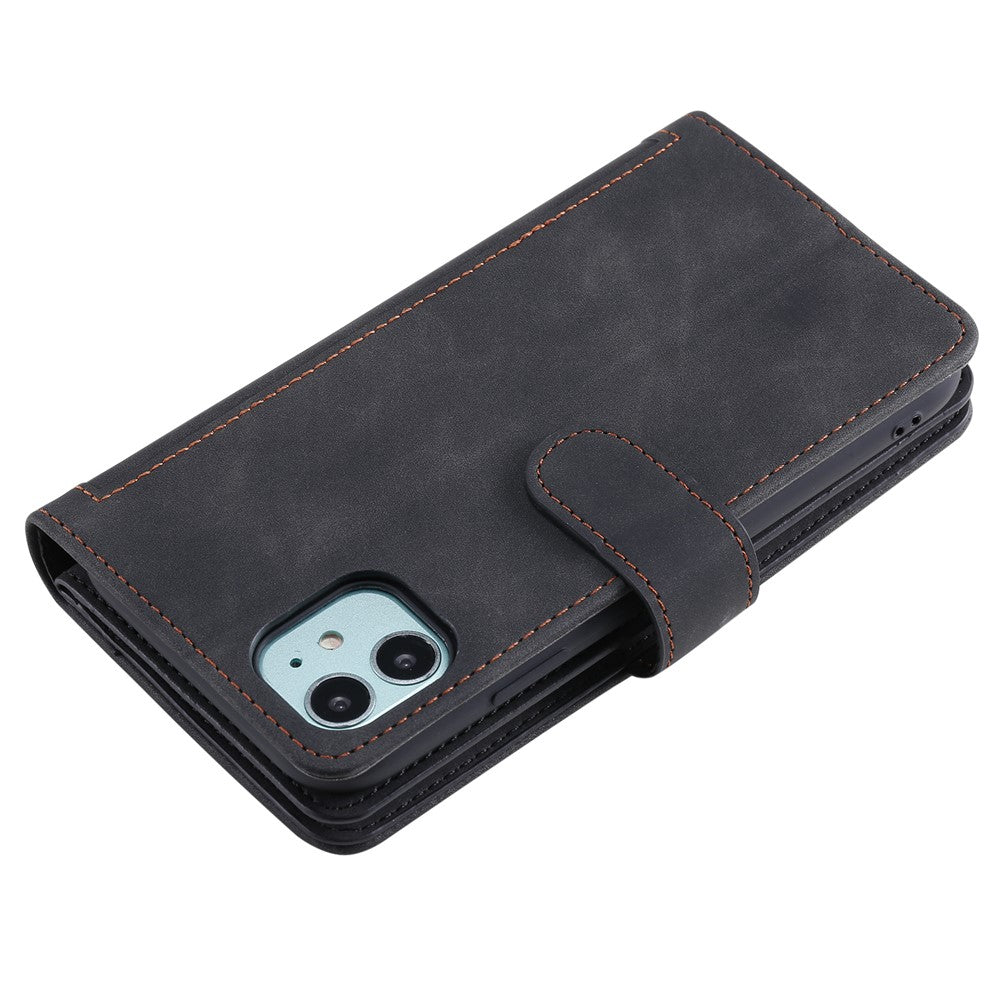 Zipper Pocket 9 Card Slots Leather Wallet Case for iPhone 12 mini 5.4 inch