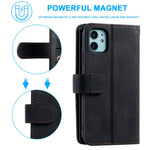 Zipper Pocket 9 Card Slots Leather Wallet Case for iPhone 12 mini 5.4 inch