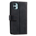 Zipper Pocket 9 Card Slots Leather Wallet Case for iPhone 12 mini 5.4 inch