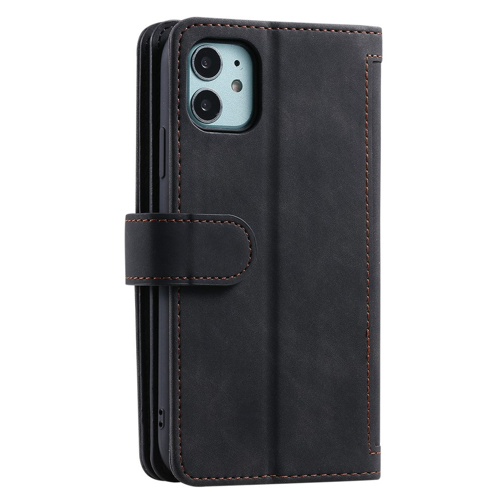 Zipper Pocket 9 Card Slots Leather Wallet Case for iPhone 12 mini 5.4 inch