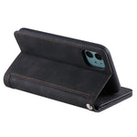 Zipper Pocket 9 Card Slots Leather Wallet Case for iPhone 12 mini 5.4 inch