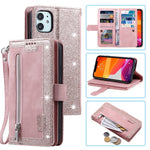 Zipper Pocket 9 Card Slots Leather Wallet Case for iPhone 12 mini 5.4 inch