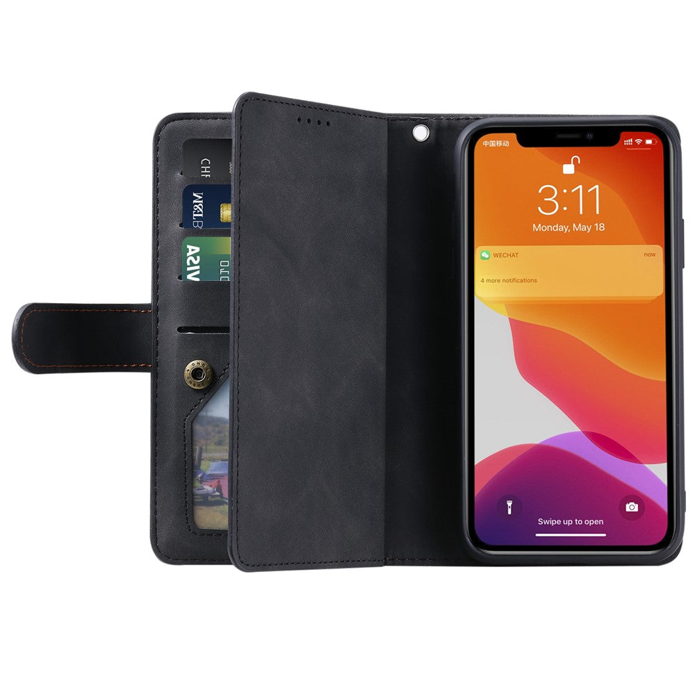 Zipper Pocket 9 Card Slots Leather Wallet Case for iPhone 12 Pro/12
