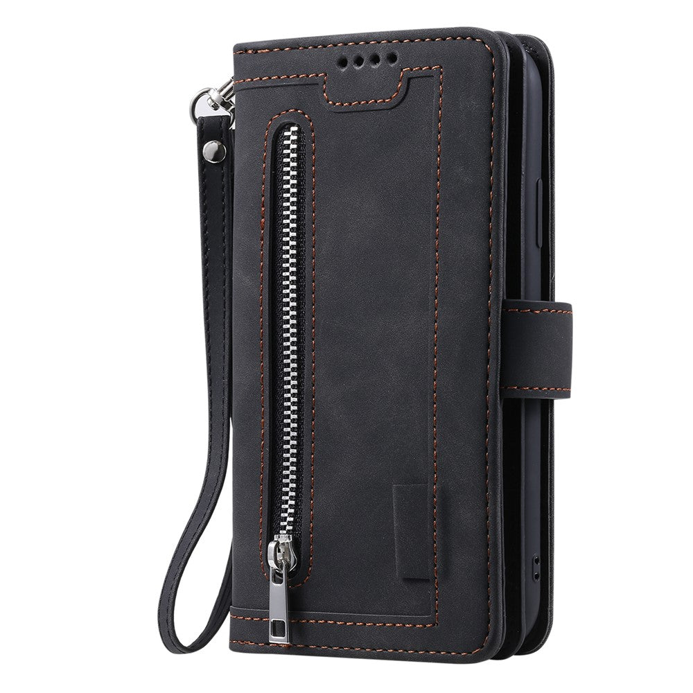 Zipper Pocket 9 Card Slots Leather Wallet Case for iPhone 12 Pro/12