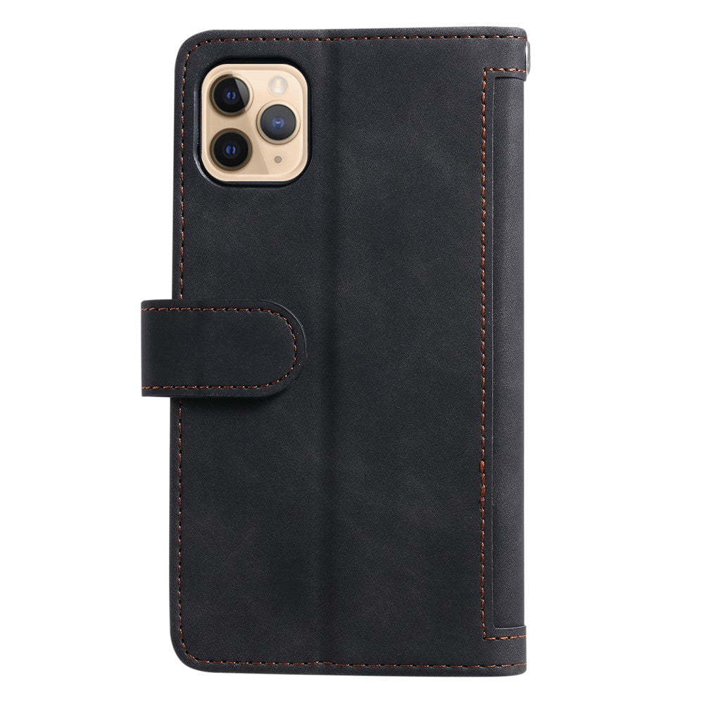 Zipper Pocket 9 Card Slots Leather Wallet Case for iPhone 12 Pro/12