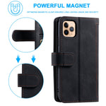 Zipper Pocket 9 Card Slots Leather Wallet Case for iPhone 12 Pro/12
