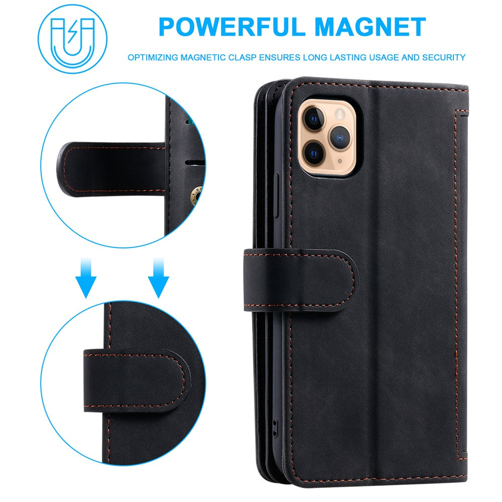 Zipper Pocket 9 Card Slots Leather Wallet Case for iPhone 12 Pro/12