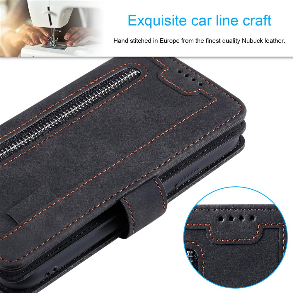 Zipper Pocket 9 Card Slots Leather Wallet Case for iPhone 12 Pro/12