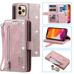 Zipper Pocket 9 Card Slots Leather Wallet Case for iPhone 12 Pro/12