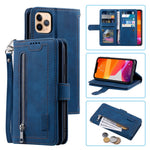 Zipper Pocket 9 Card Slots Leather Wallet Case for iPhone 12 Pro/12