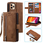 Zipper Pocket 9 Card Slots Leather Wallet Case for iPhone 12 Pro/12