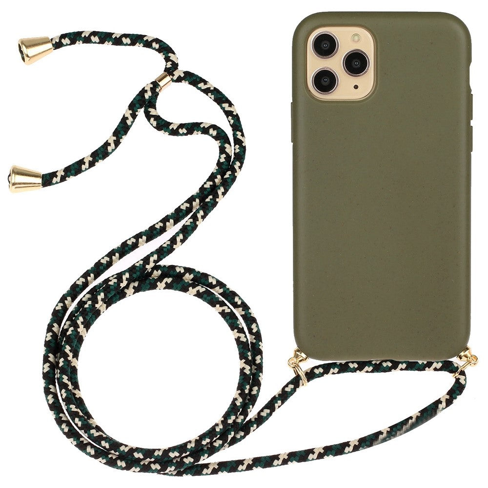 Biologisk Nedbrydeligt Cover til iPhone 12 Pro Max 6.7 tommer Hvedestrå + Blød TPU Cover med Multifunktionsstrop
