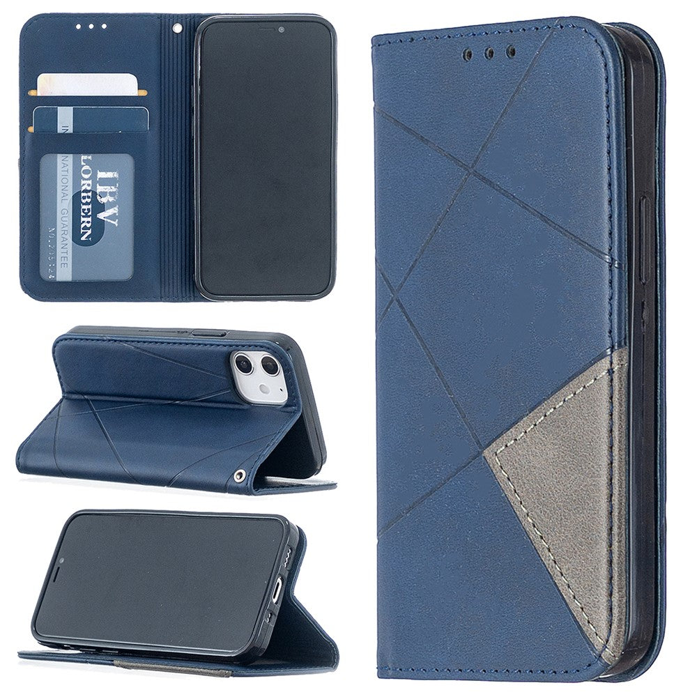 Geometric Pattern Leather Stand Case with Card Slots for iPhone 12 mini 5.4 inch