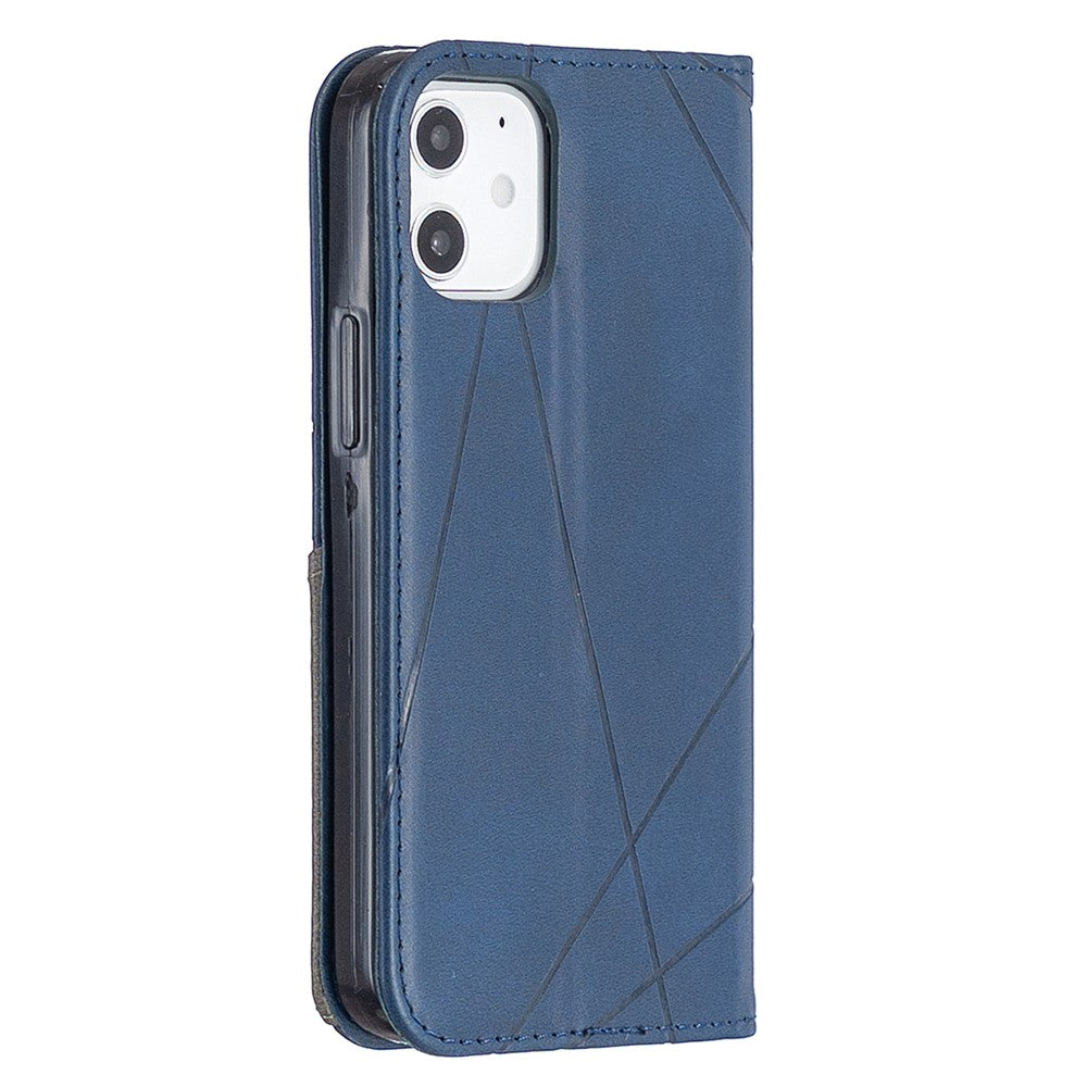 Geometric Pattern Leather Stand Case with Card Slots for iPhone 12 mini 5.4 inch
