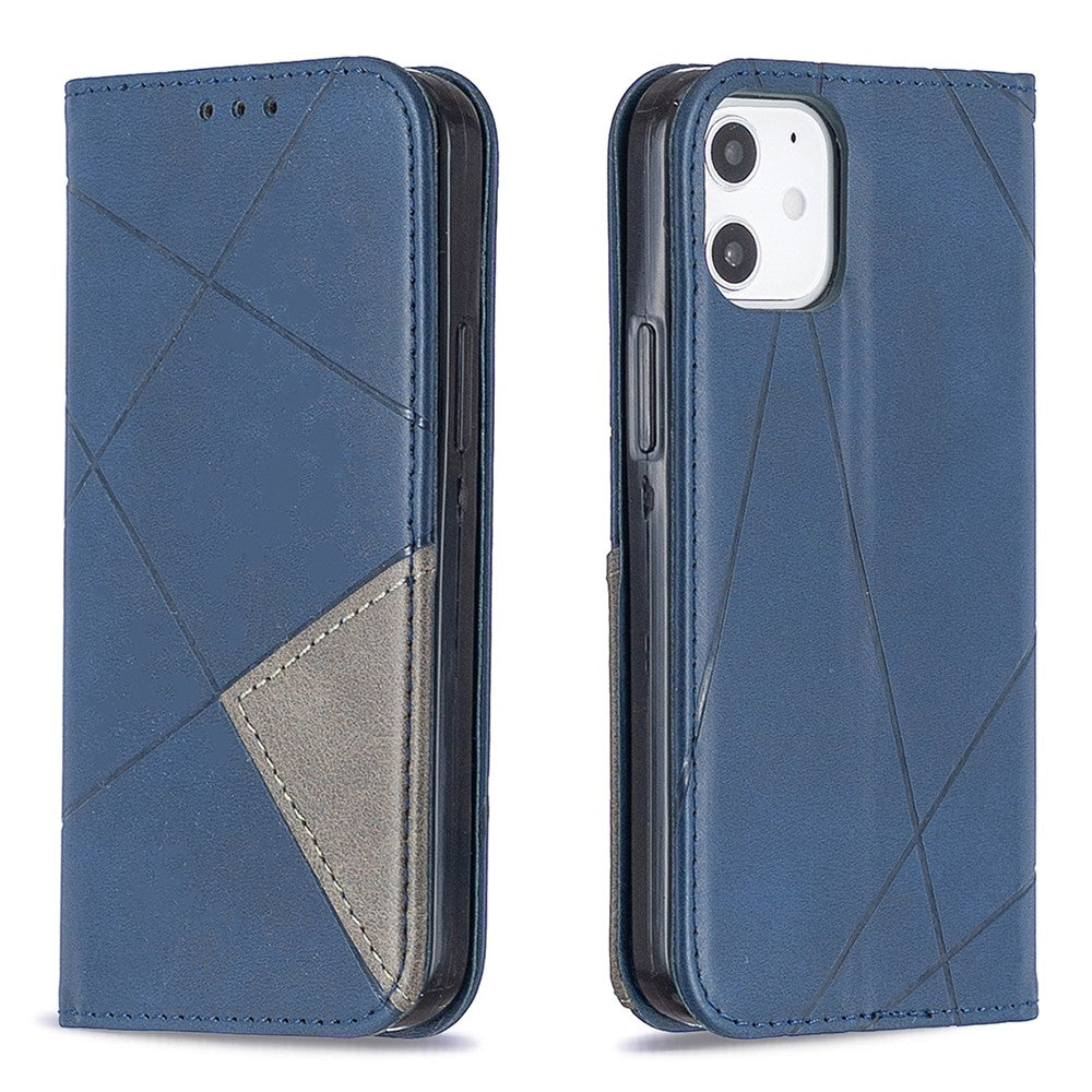Geometric Pattern Leather Stand Case with Card Slots for iPhone 12 mini 5.4 inch