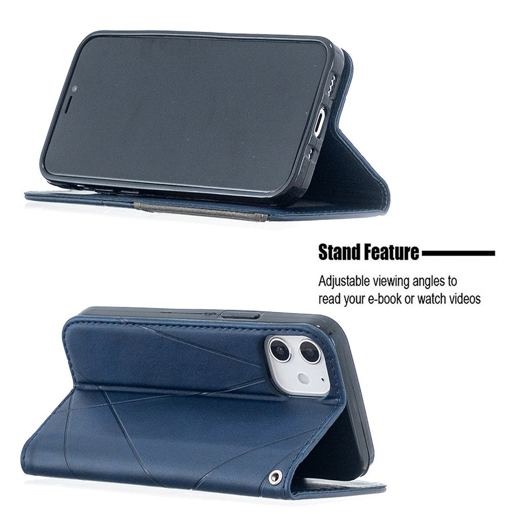 Geometric Pattern Leather Stand Case with Card Slots for iPhone 12 mini 5.4 inch