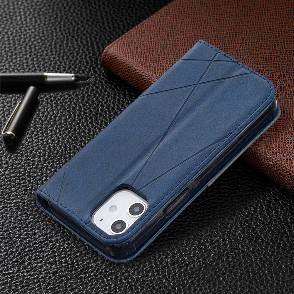 Geometric Pattern Leather Stand Case with Card Slots for iPhone 12 mini 5.4 inch