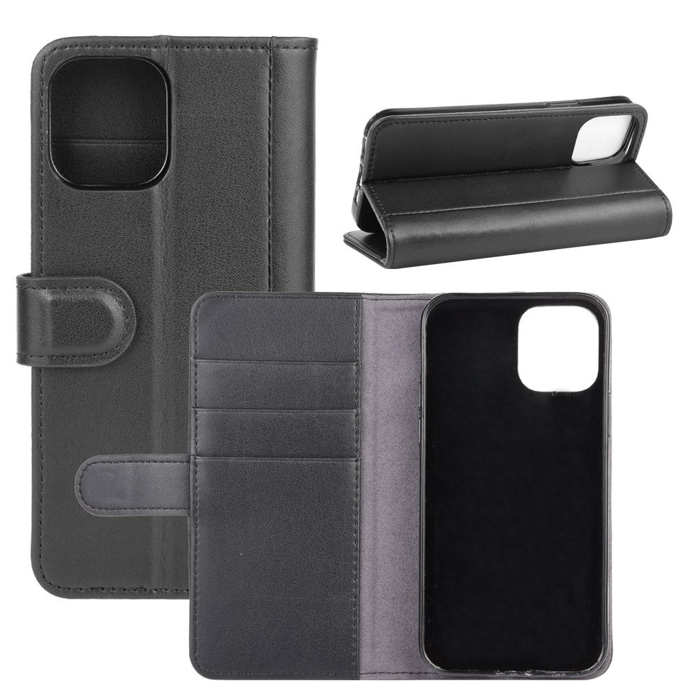 Til iPhone 12 Pro Max telefoncovers Ægte Splitlæder Pung Mobilcover Stand