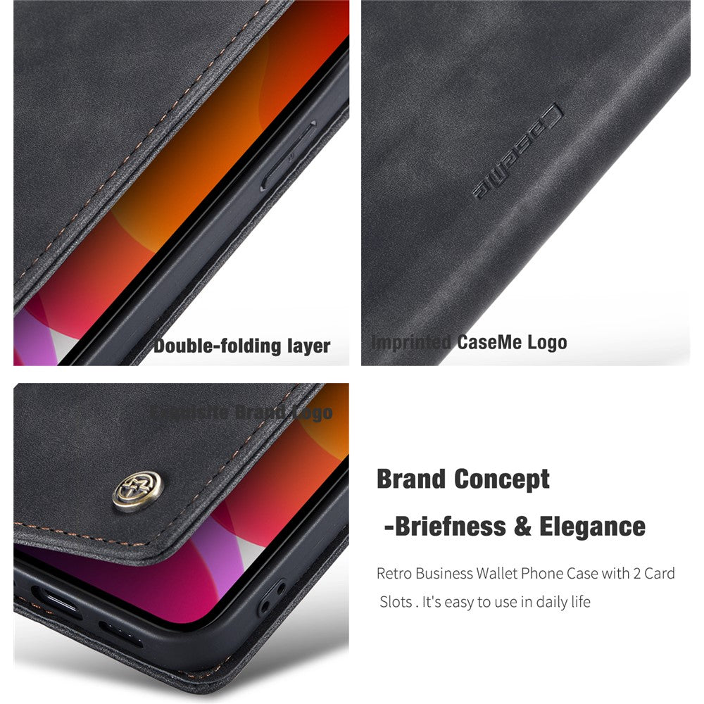 CASEME 013 Series Wallet Stand Auto-absorbed lædercover til iPhone 12 mini