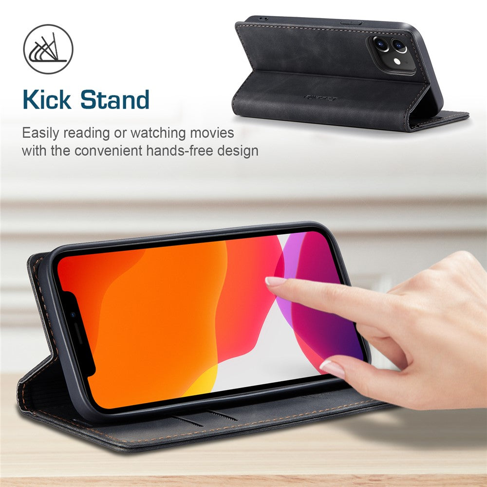 CASEME 013 Series Wallet Stand Auto-absorbed lædercover til iPhone 12 mini