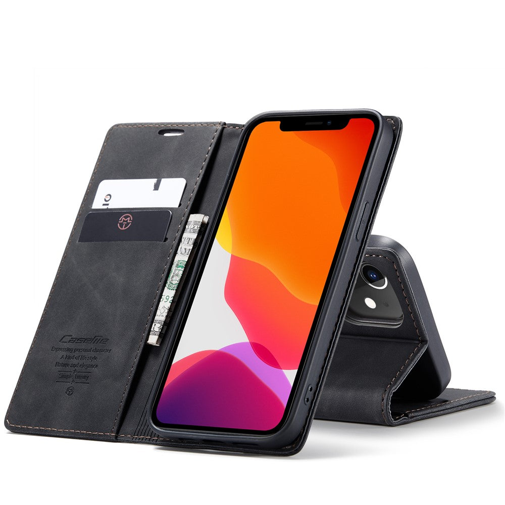 CASEME 013 Series Wallet Stand Auto-absorbed lædercover til iPhone 12 mini
