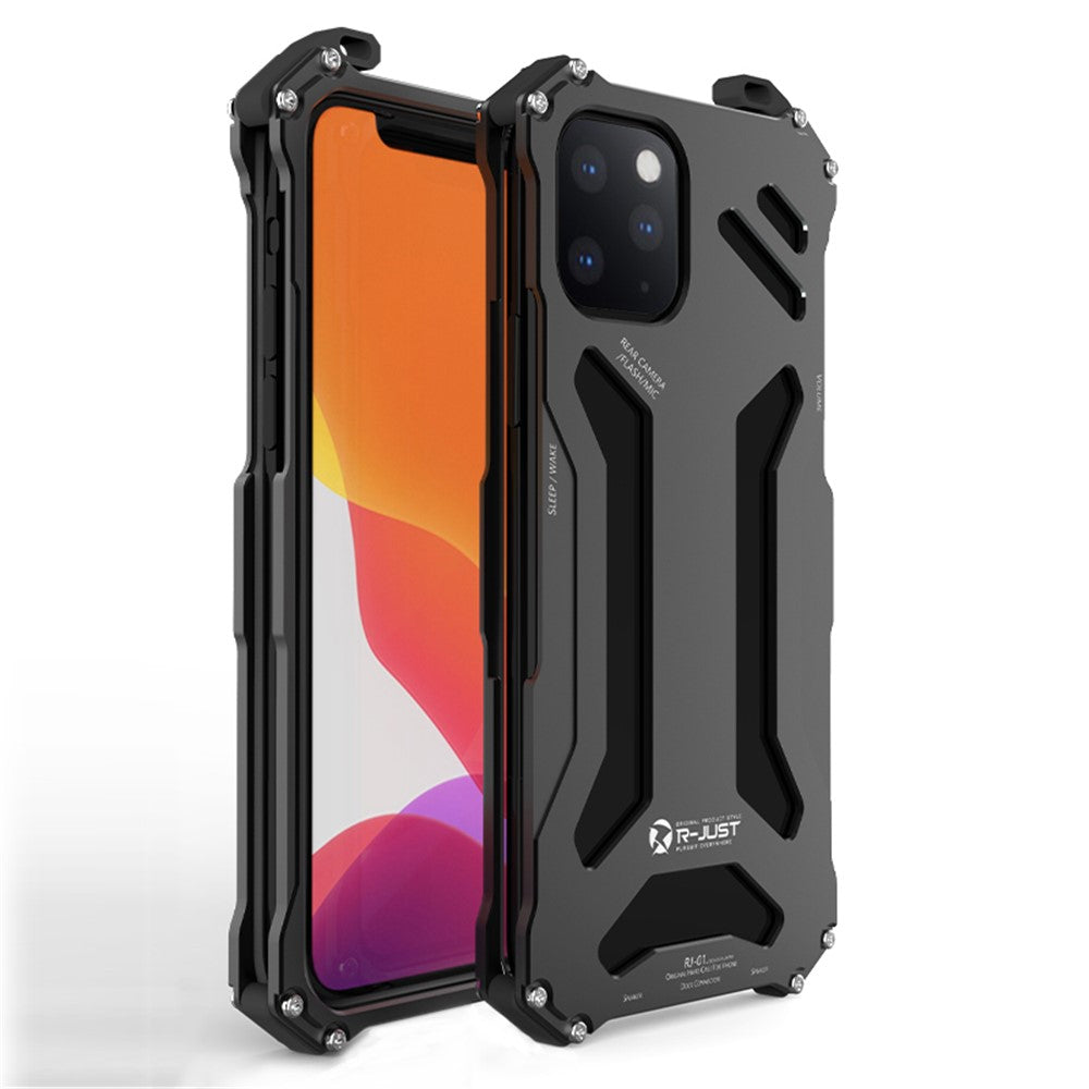 R-JUST Stötsäkert Hollow Armour Metallskal för iPhone 12 Pro Max 6,7 tum
