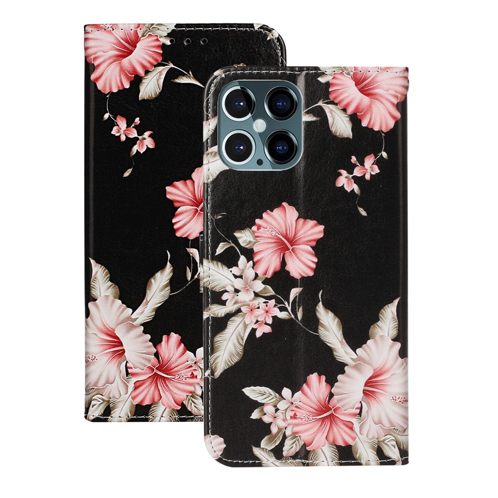 Læderpung-telefoncover med mønster til iPhone 12 Pro/12