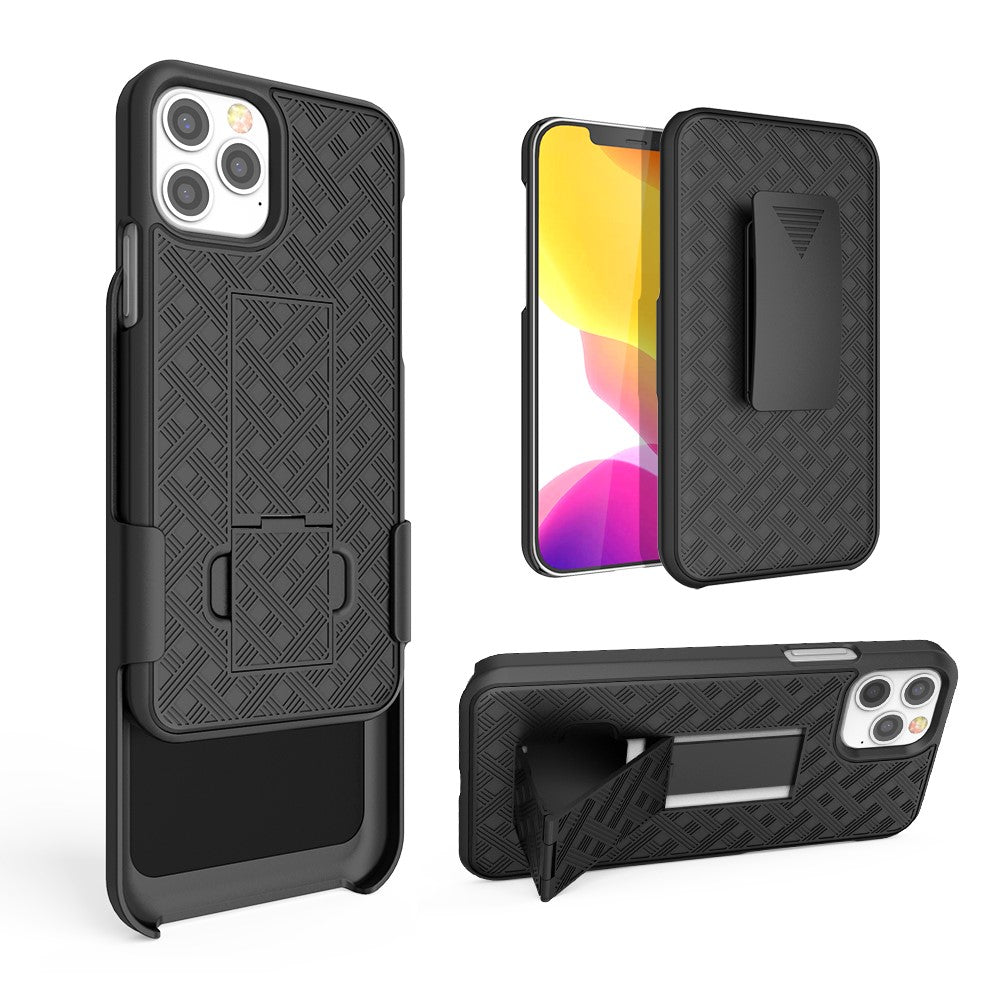 Vævet Tekstur Drejelig Bælteclips Hylster PC + TPU Telefoncover til iPhone 12 Pro Max 6,7 tommer