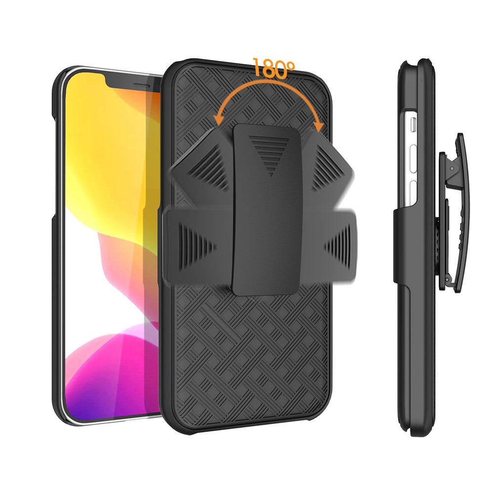 Vævet Tekstur Drejelig Bælteclips Hylster PC + TPU Telefoncover til iPhone 12 Pro Max 6,7 tommer