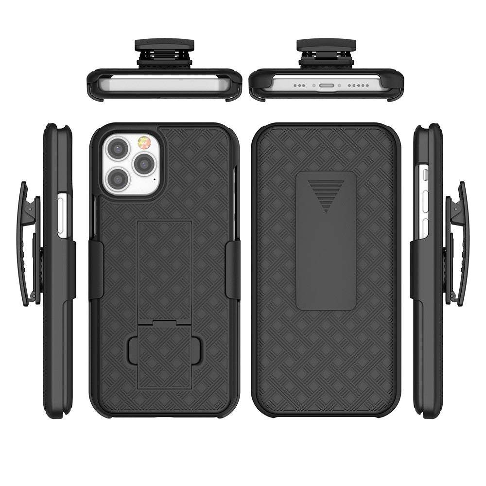 Vævet Tekstur Drejelig Bælteclips Hylster PC + TPU Telefoncover til iPhone 12 Pro Max 6,7 tommer