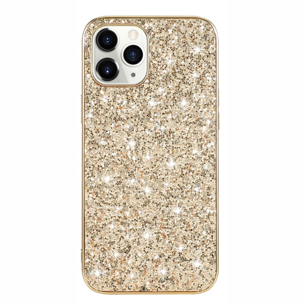 Glittering Sequins Plated TPU Frame + PC Hybrid Shell Case for iPhone 12 Pro/12