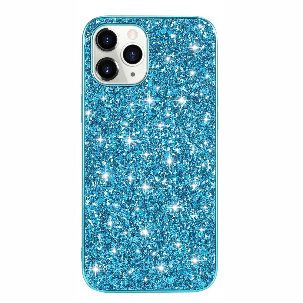 Glittering Sequins Plated TPU Frame + PC Hybrid Shell Case for iPhone 12 Pro Max 6.7-inch