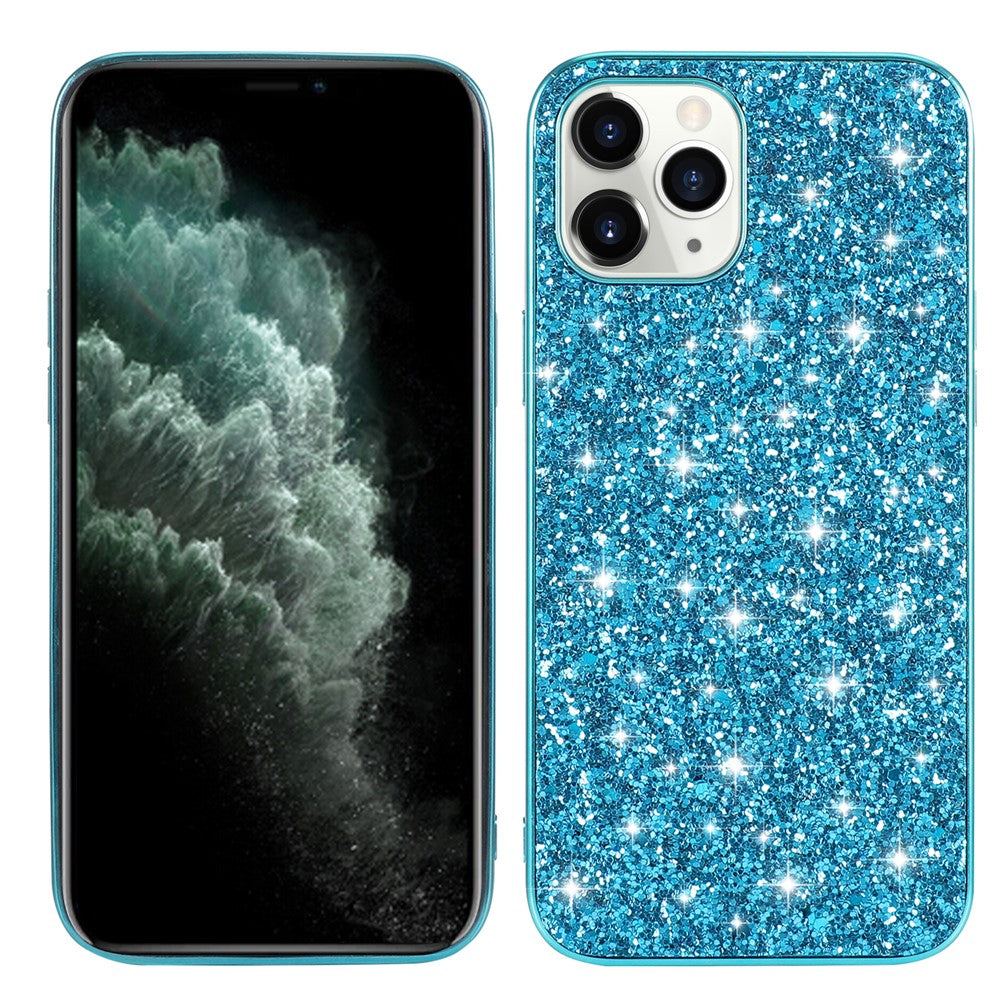Glittering Sequins Plated TPU Frame + PC Hybrid Shell Case for iPhone 12 Pro Max 6.7-inch