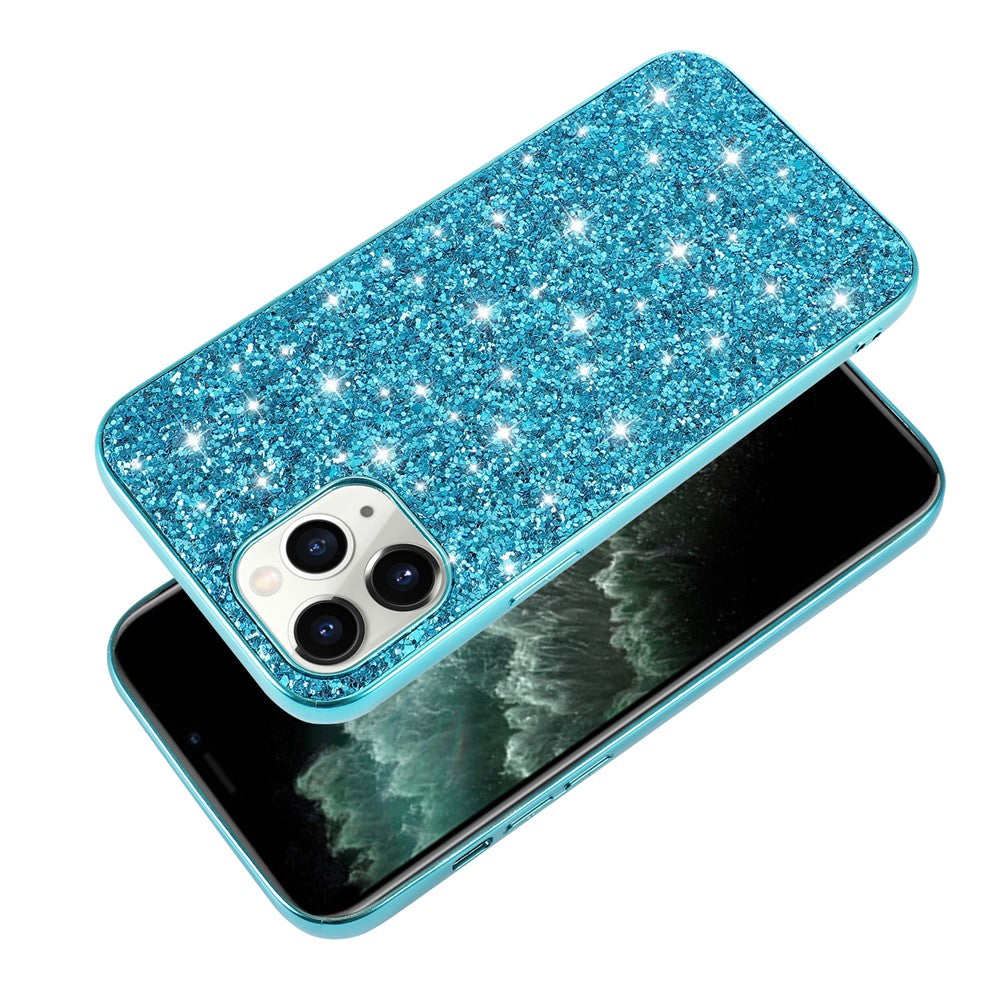Glittering Sequins Plated TPU Frame + PC Hybrid Shell Case for iPhone 12 Pro Max 6.7-inch