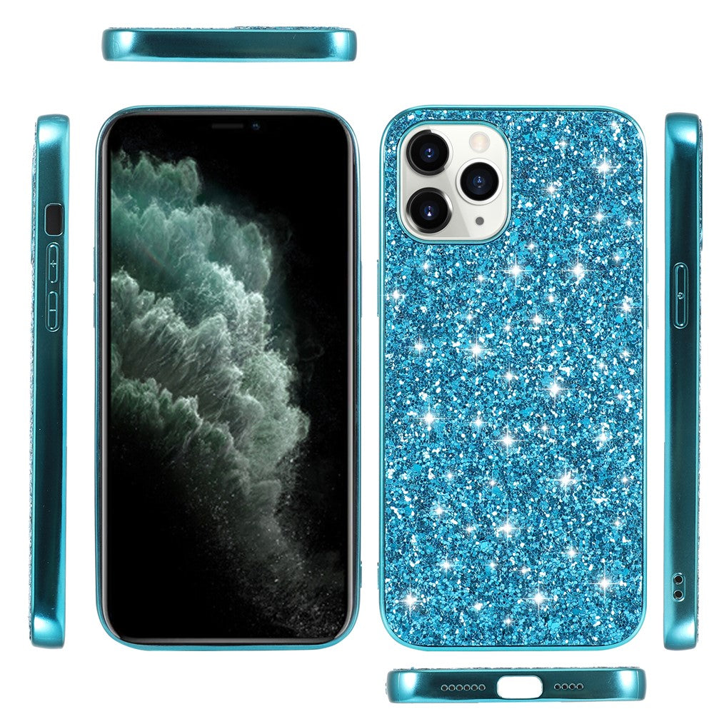 Glittering Sequins Plated TPU Frame + PC Hybrid Shell Case for iPhone 12 Pro Max 6.7-inch