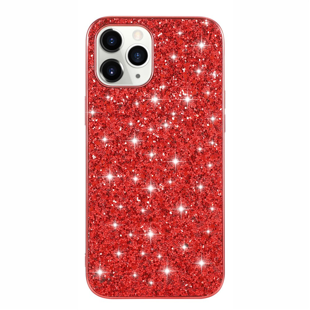 Glittering Sequins Plated TPU Frame + PC Hybrid Shell Case for iPhone 12 Pro Max 6.7-inch