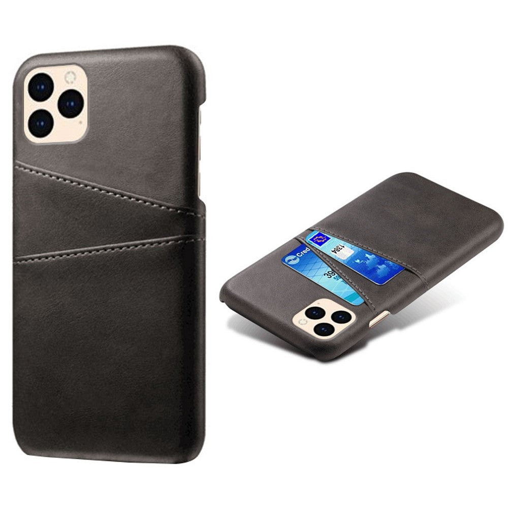 for iPhone 12 Pro / 12 6.1 inch PU Leather Coated Plastic Case, Double Card Slots Design Ultra Slim Protector Shell