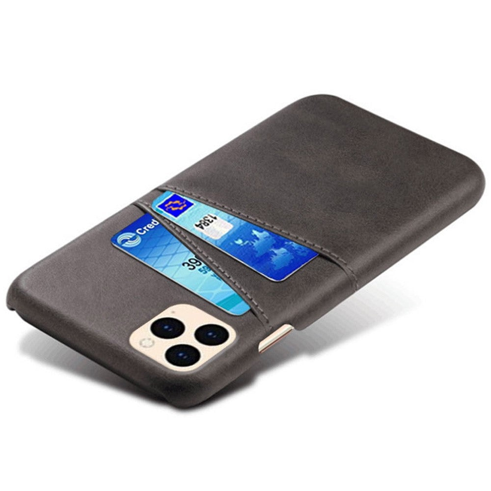 for iPhone 12 Pro / 12 6.1 inch PU Leather Coated Plastic Case, Double Card Slots Design Ultra Slim Protector Shell