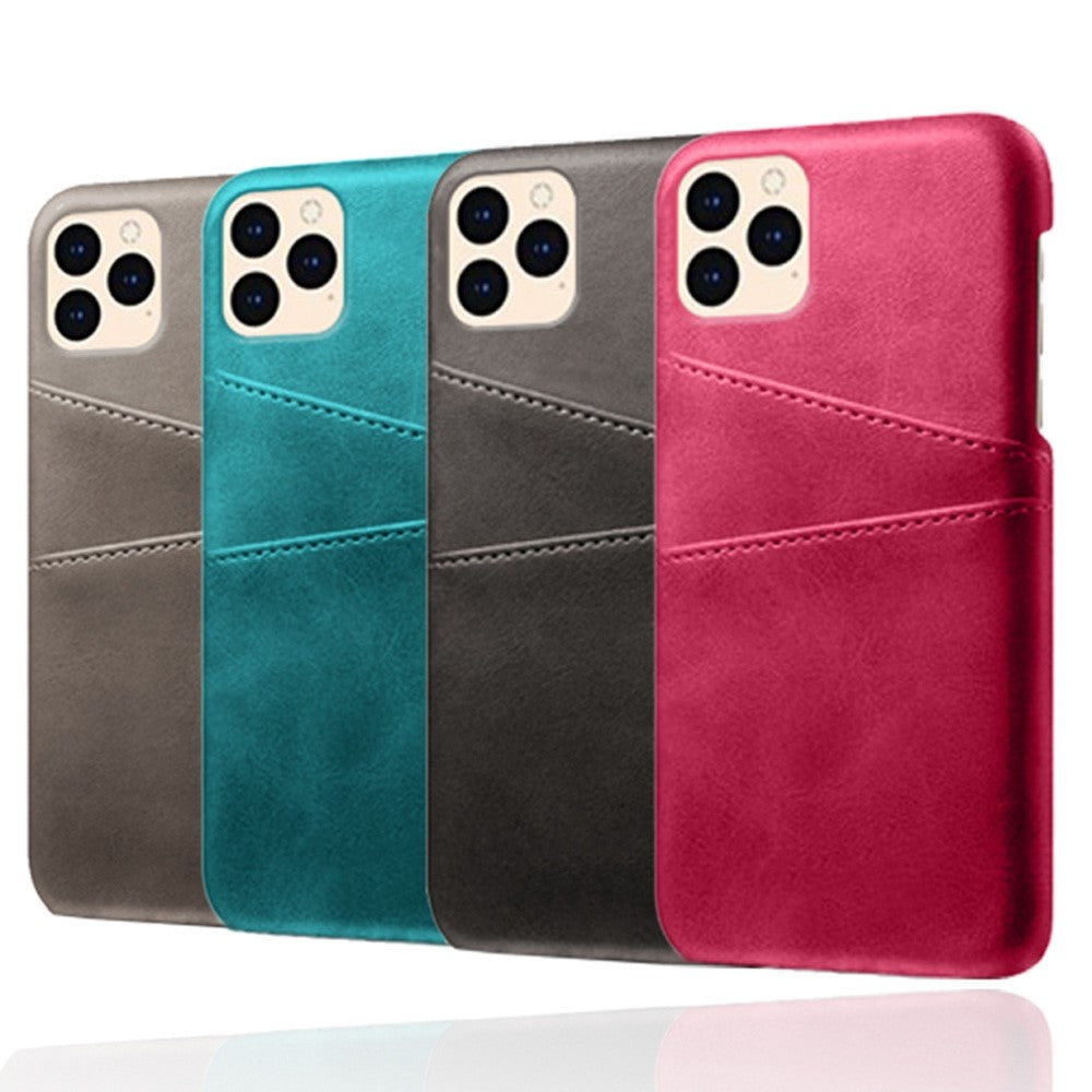 for iPhone 12 Pro / 12 6.1 inch PU Leather Coated Plastic Case, Double Card Slots Design Ultra Slim Protector Shell