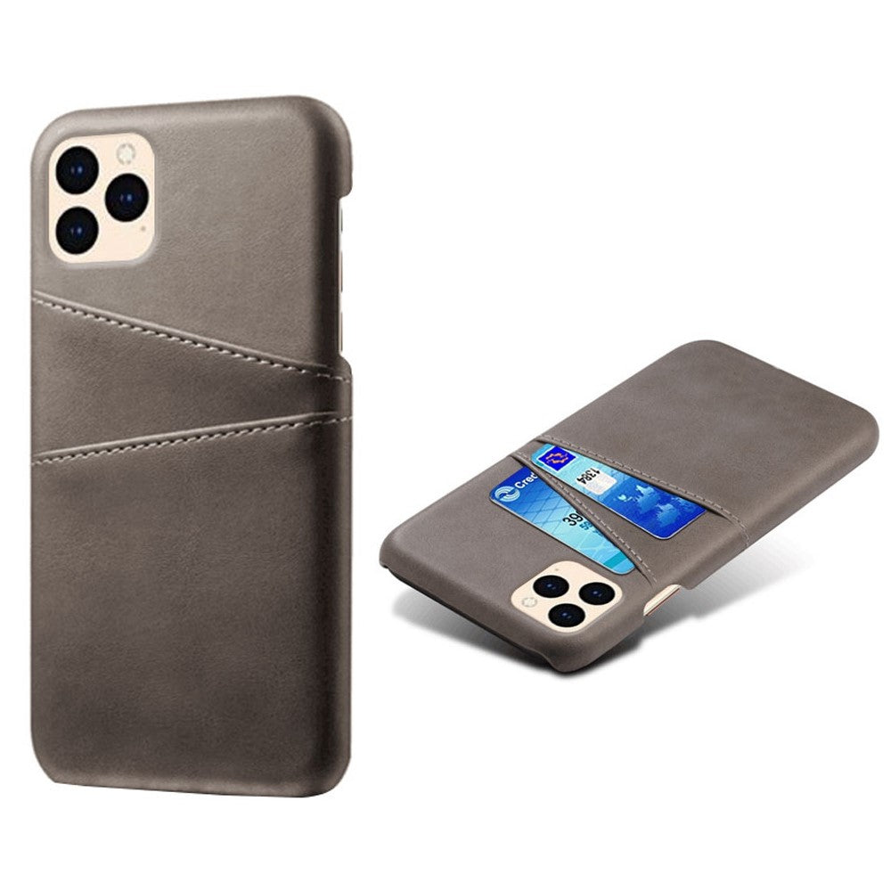 for iPhone 12 Pro / 12 6.1 inch PU Leather Coated Plastic Case, Double Card Slots Design Ultra Slim Protector Shell